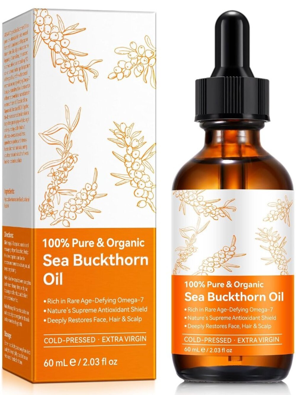 NEW Organic Sea Buckthorn Oil – 100% Pure Cold Pressed | Hair, Face & Nails